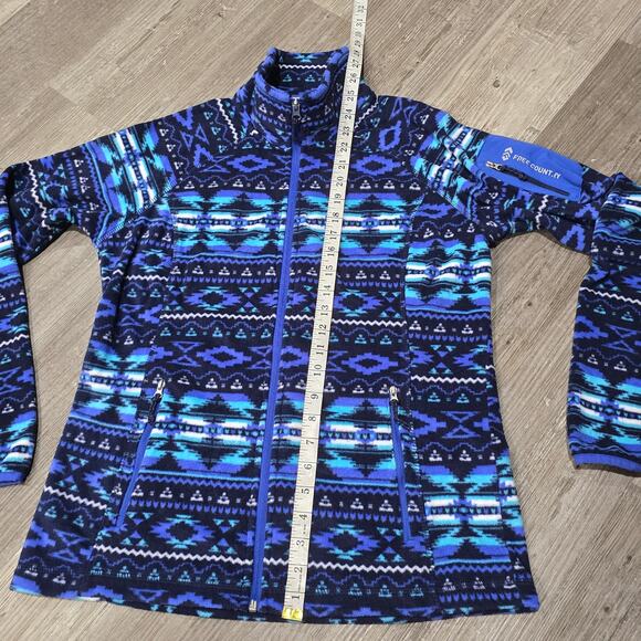 Free Country Blue Aztec Zip up Fleece Jacket Sweater - Picture 6 of 7